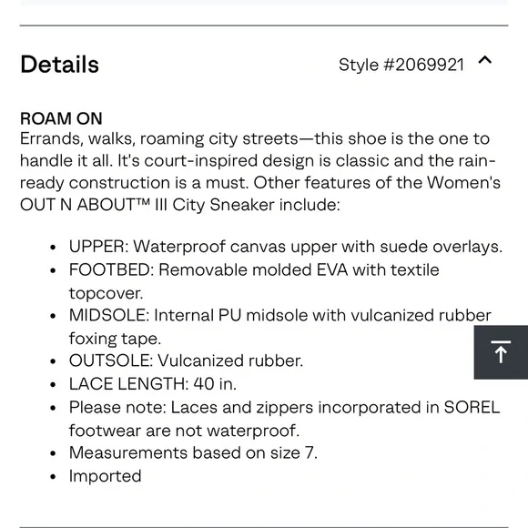 SOLD- Sz 8 NWOT Out N About Women’s sneaker Sorel waterproof - Picture 8 of 9